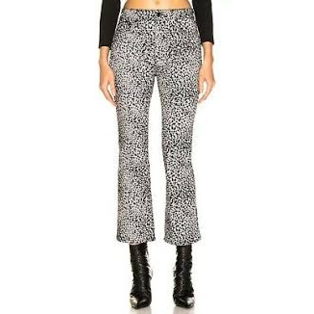 RAG & BONE Hana Cheetah Animal Print Flocked Cropped Bootcut Flare Jeans EUC 28